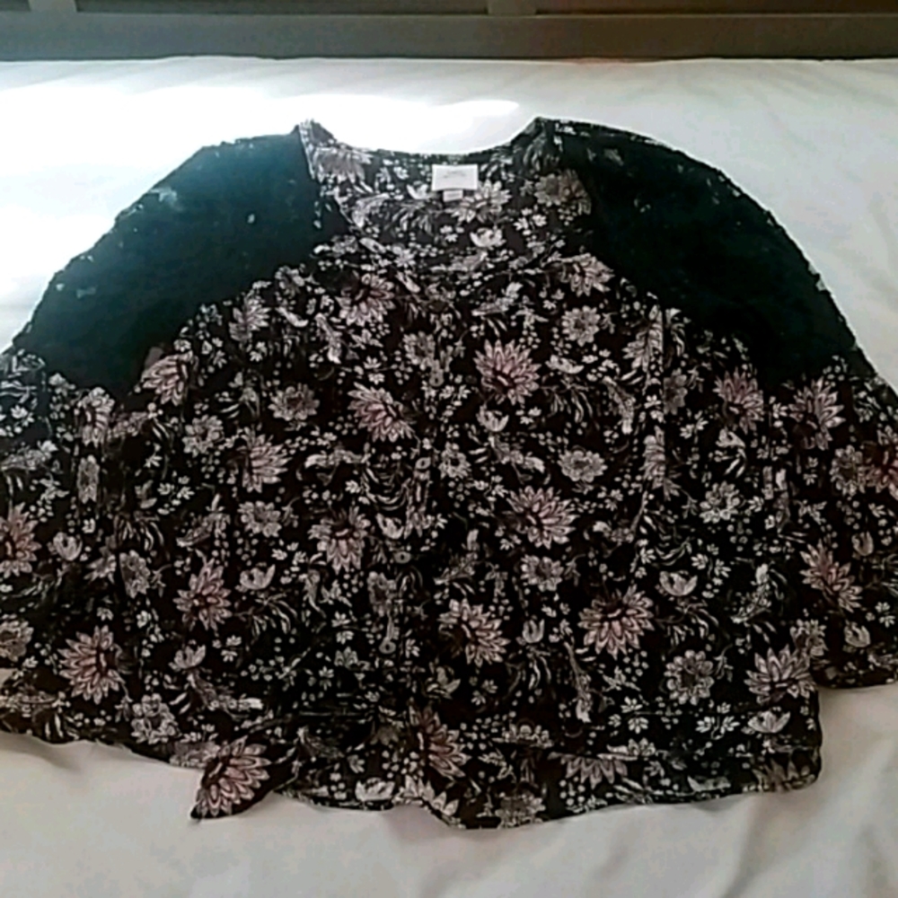 Floral black and pink blouse